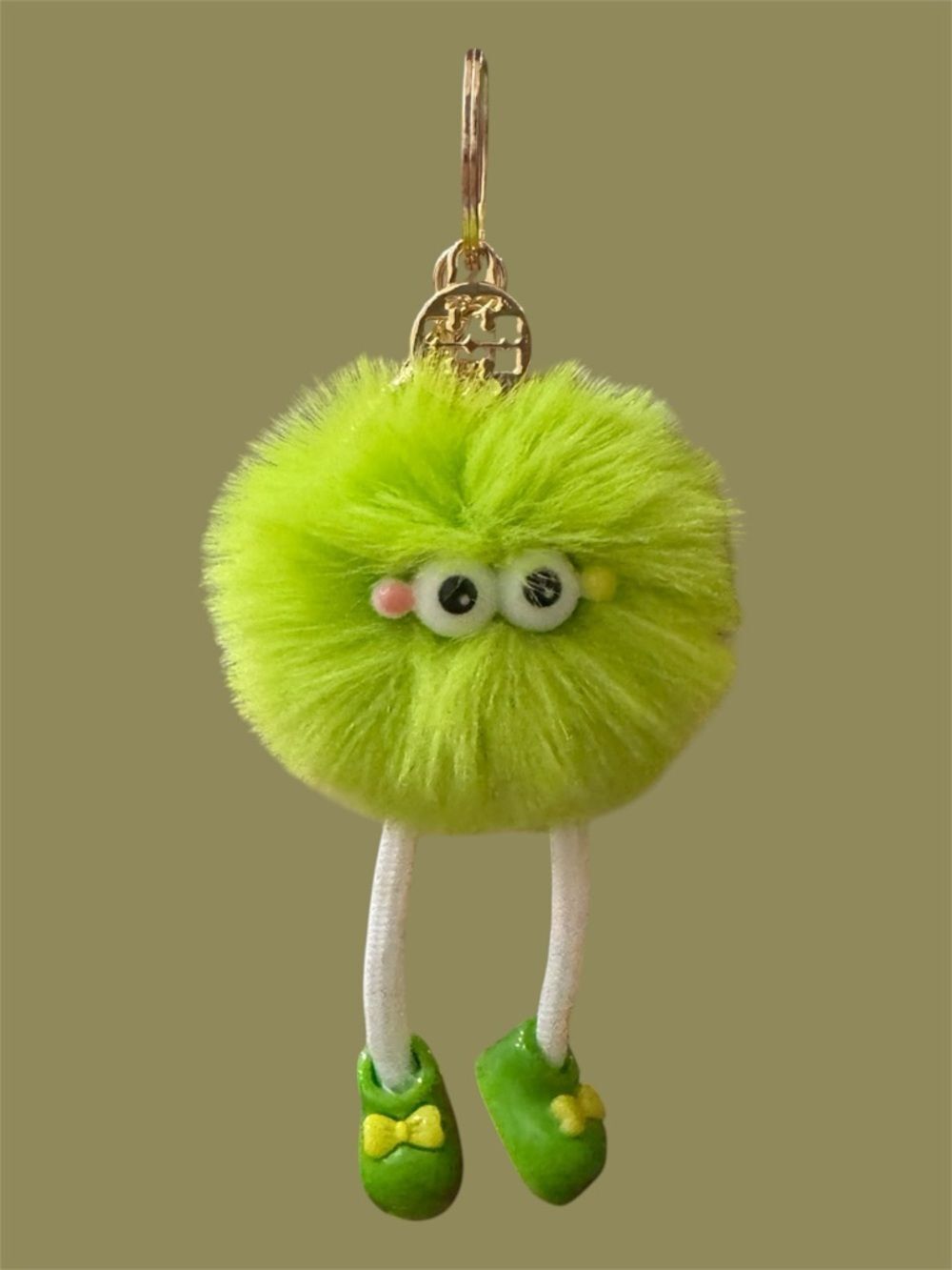 Tory Burch Keychain Bag Charm Gremello Pom LuxeLoom Pom Pom